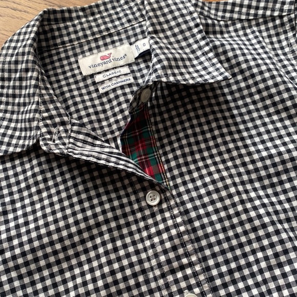 Vineyard Vines Cotton Cashmere Holiday Gingham Button Down Shirt Size 0 - Picture 7 of 12